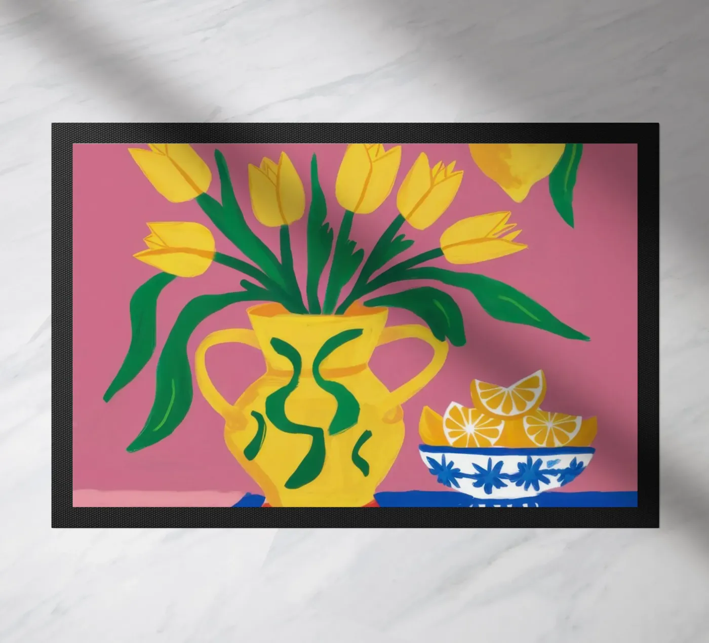 Lemony Kitchen Stillness doormat by Thistle Bloom