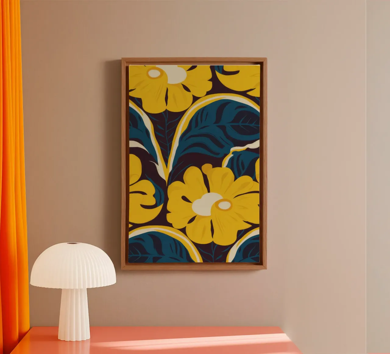 Gouden bloei patroon canvas met Baklijst van Thistle Bloom