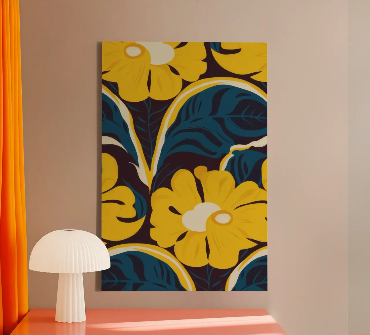 Gouden bloei patroon canvas met Baklijst van Thistle Bloom