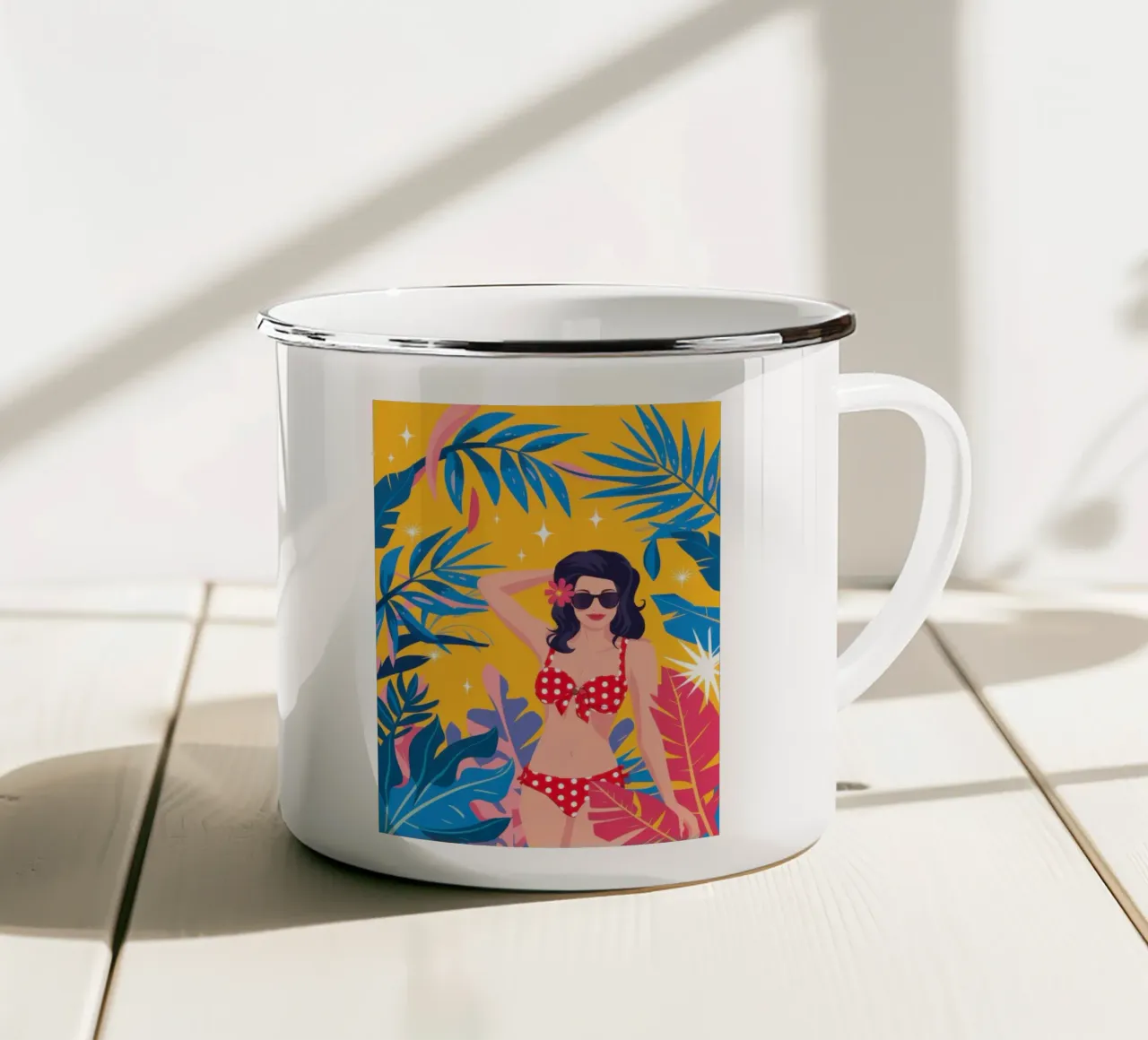 Bellezza da spiaggia baciata dal sole tazza in smalto da Obs Canvas