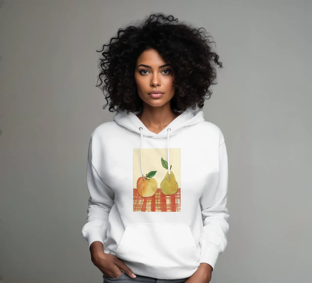 Mela e pera felpa con cappuccio da DaarbyN