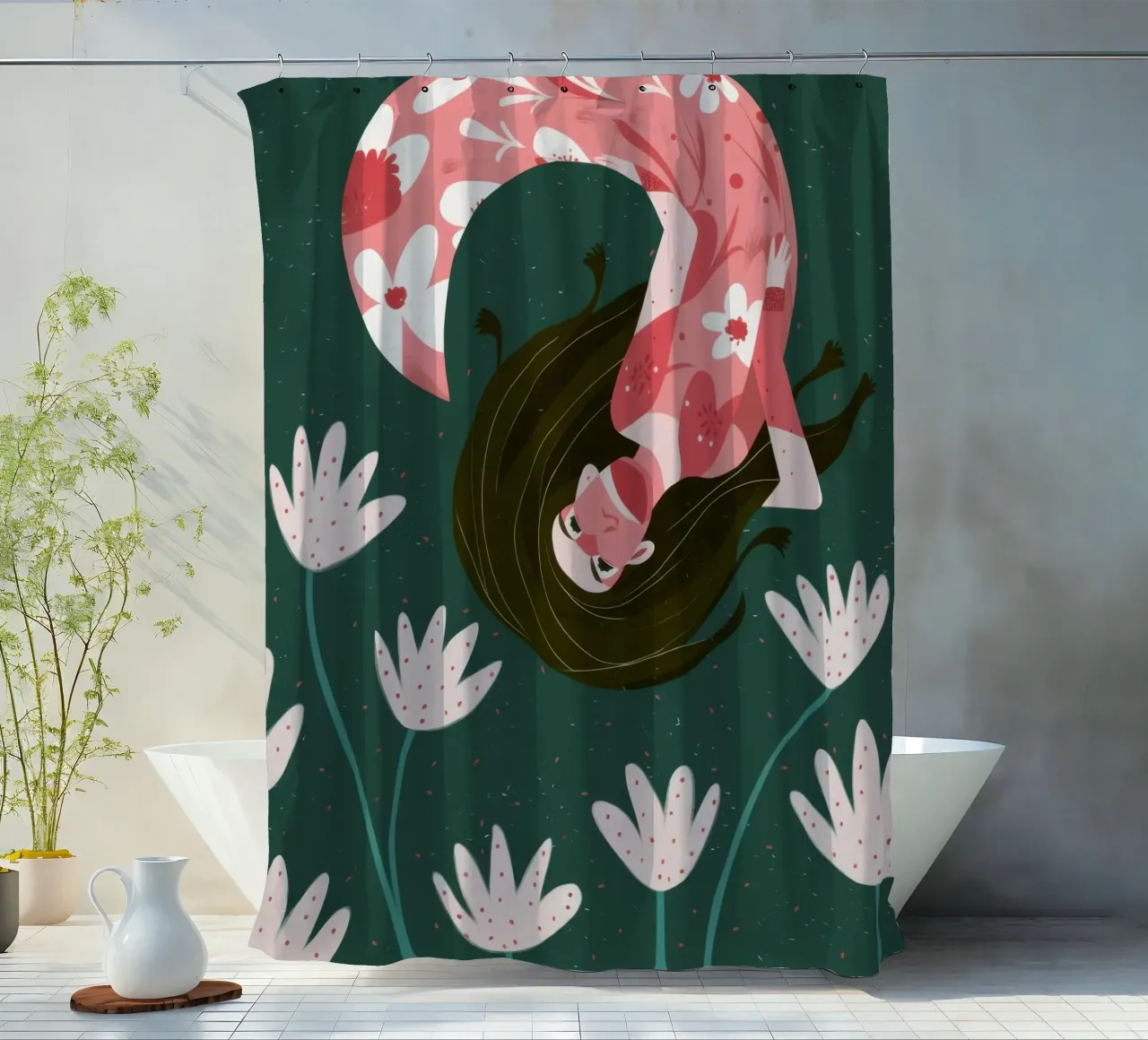 Sogno floreale fluttuante tenda da doccia da Obs Canvas