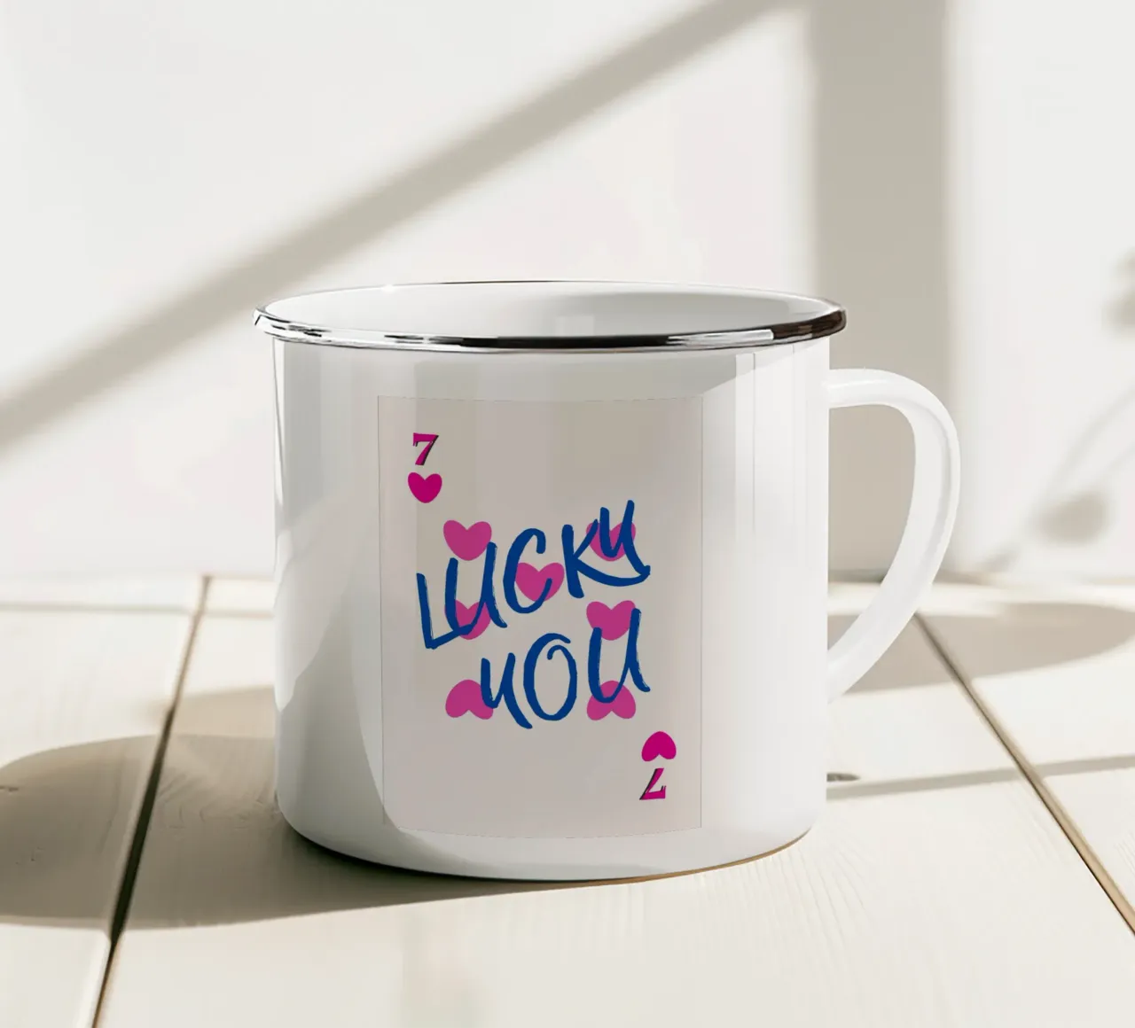 Lucky You Harten & Zevens Speelse Kunstdruk emaille mok van homdeco