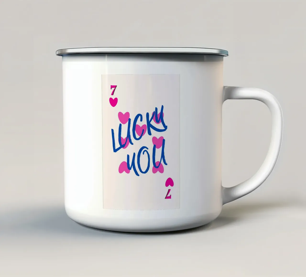 Lucky You Harten & Zevens Speelse Kunstdruk emaille mok van homdeco