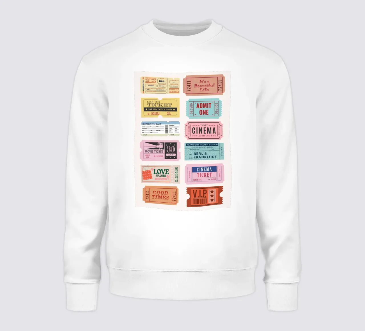 Vintage Tickets Collection Retro Pop Art Print sweatshirt by homdeco