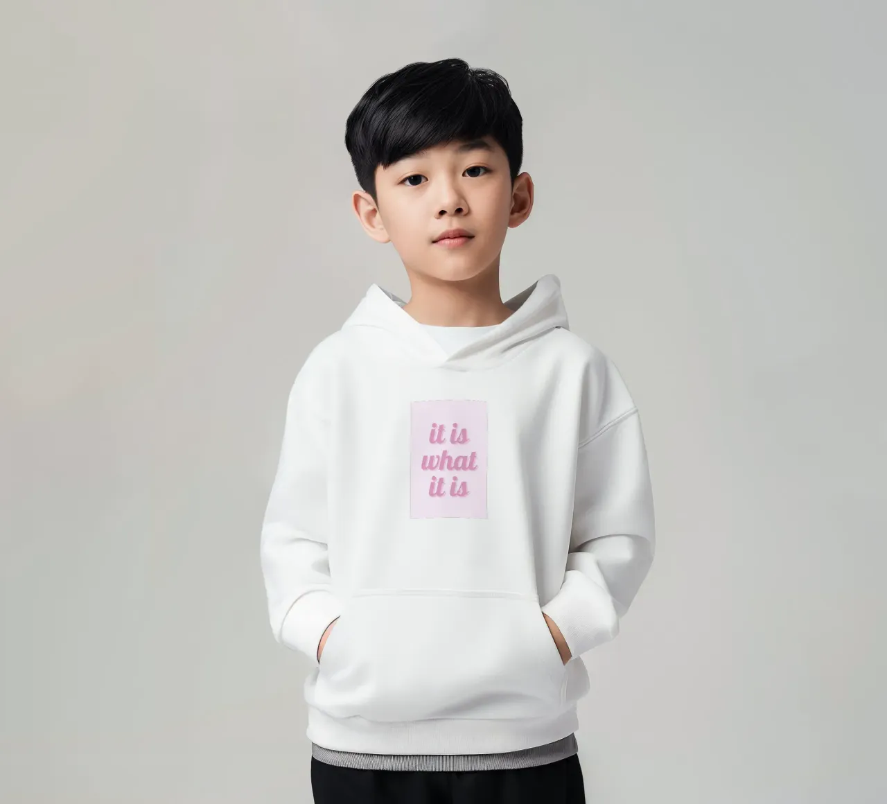 Impression esthétique rose "It Is What It Is" (C'est ce que c'est) sweat à capuche enfant de homdeco