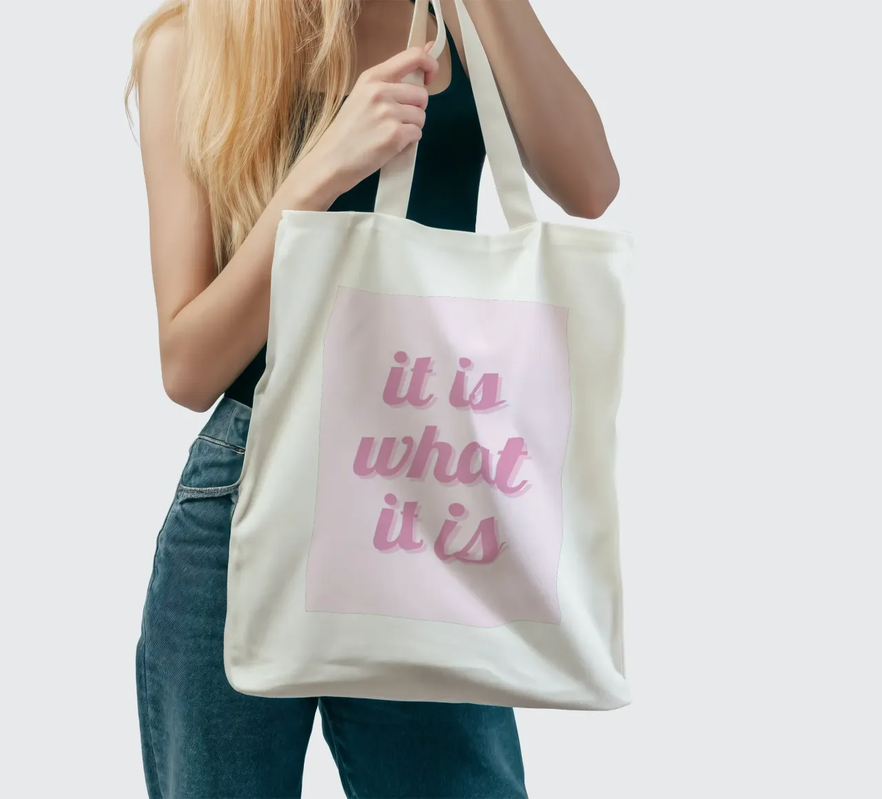 Impression esthétique rose "It Is What It Is" (C'est ce que c'est) tote bag de homdeco