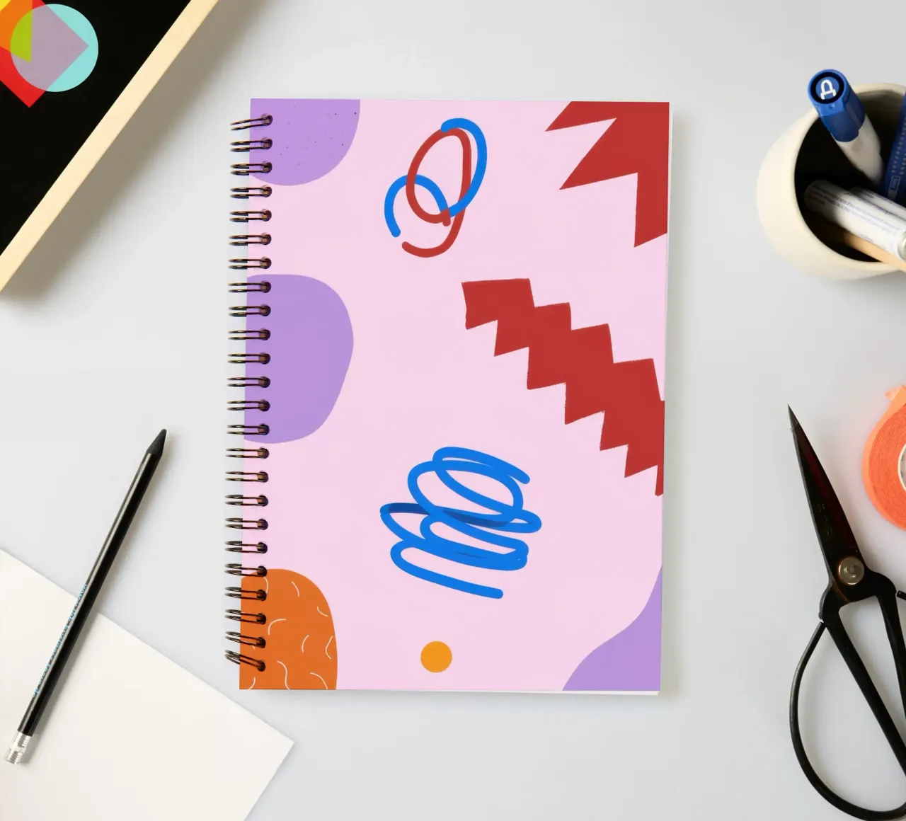 Playful Shape Scribble spiral notebook by Obs Canvas