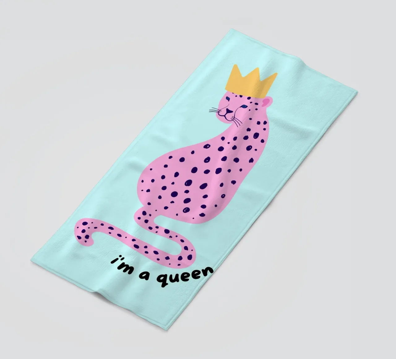 Impression d'art "I'm a Queen" (Je suis une reine) Couronne léopard rose serviette de plage de homdeco