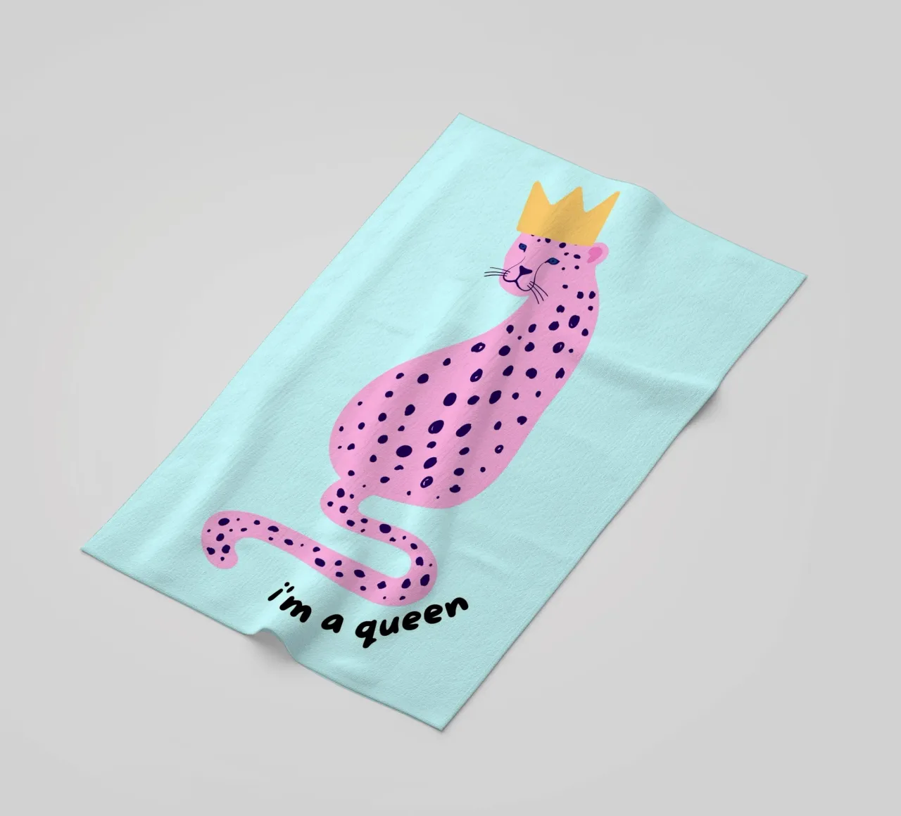 Impression d'art "I'm a Queen" (Je suis une reine) Couronne léopard rose serviette de plage de homdeco