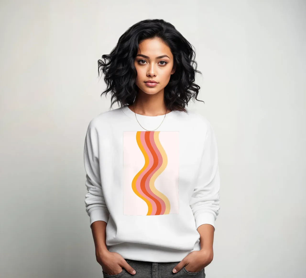 Retro Wavy Lines Abstract Mid-Century Print sweatshirt by homdeco