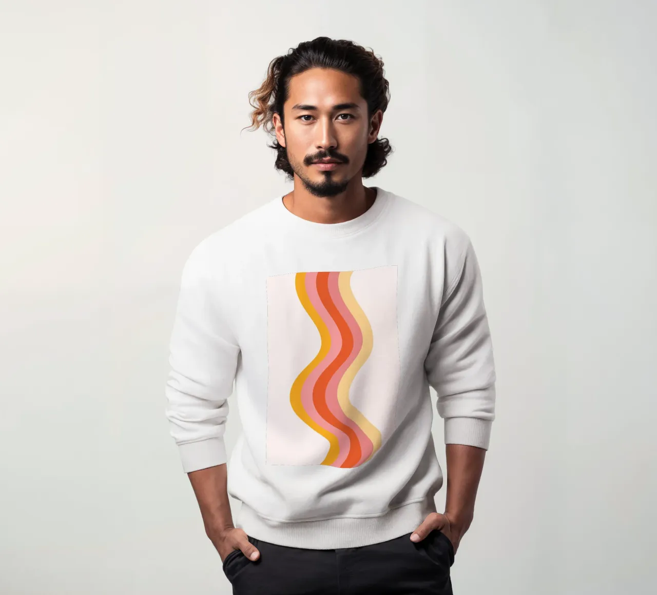 Retro Wavy Lines Abstract Mid-Century Print sweatshirt by homdeco