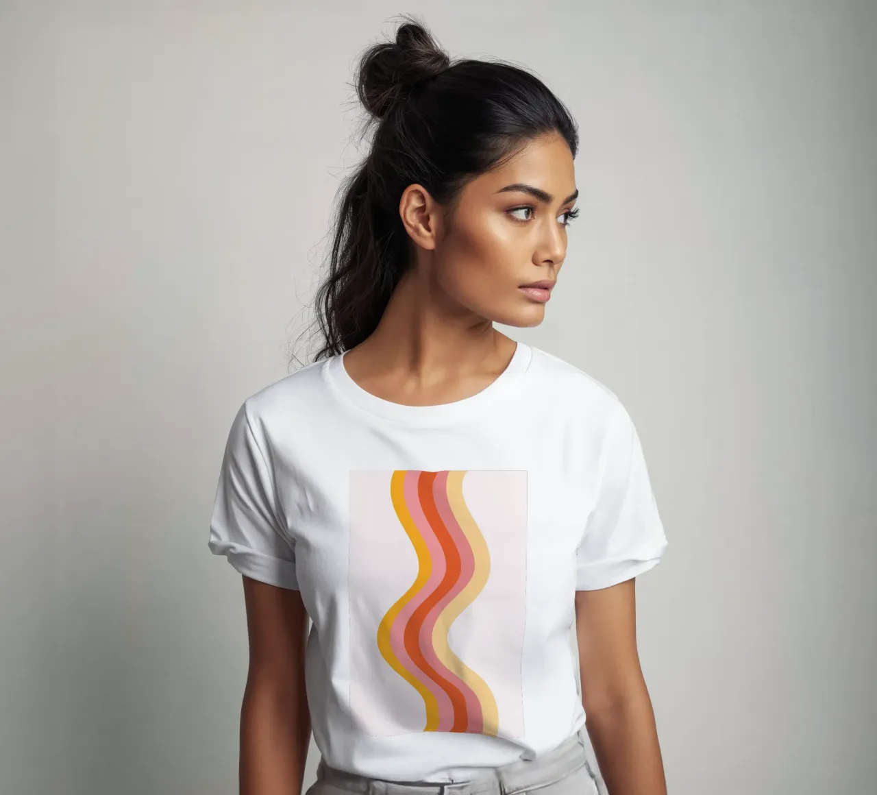 Stampa retrò a linee ondulate astratte di metà secolo t-shirt da homdeco