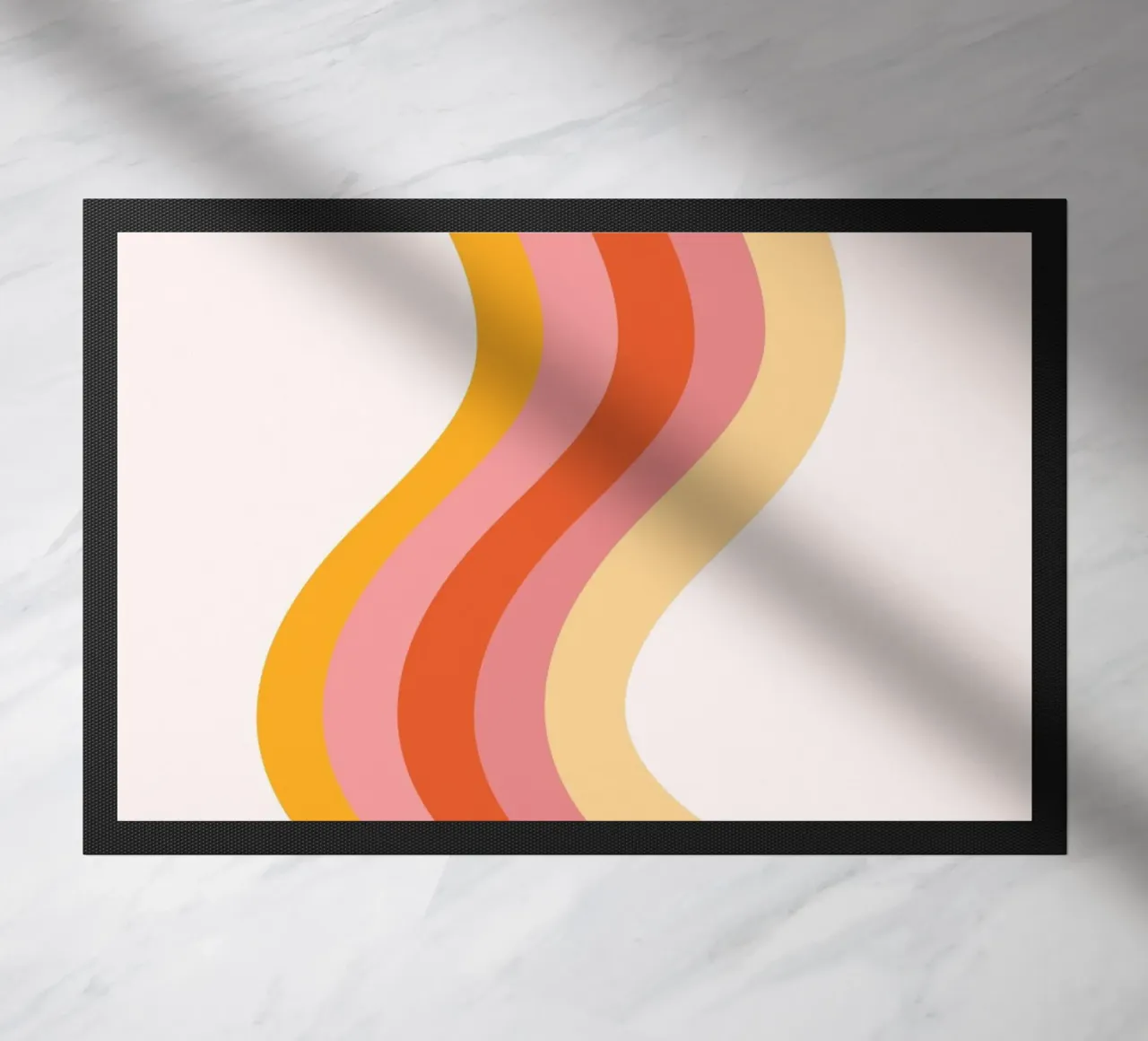 Stampa retrò a linee ondulate astratte di metà secolo zerbino da homdeco