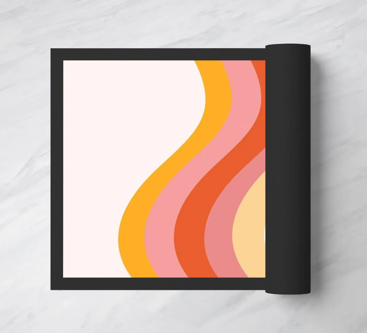 Stampa retrò a linee ondulate astratte di metà secolo zerbino da homdeco