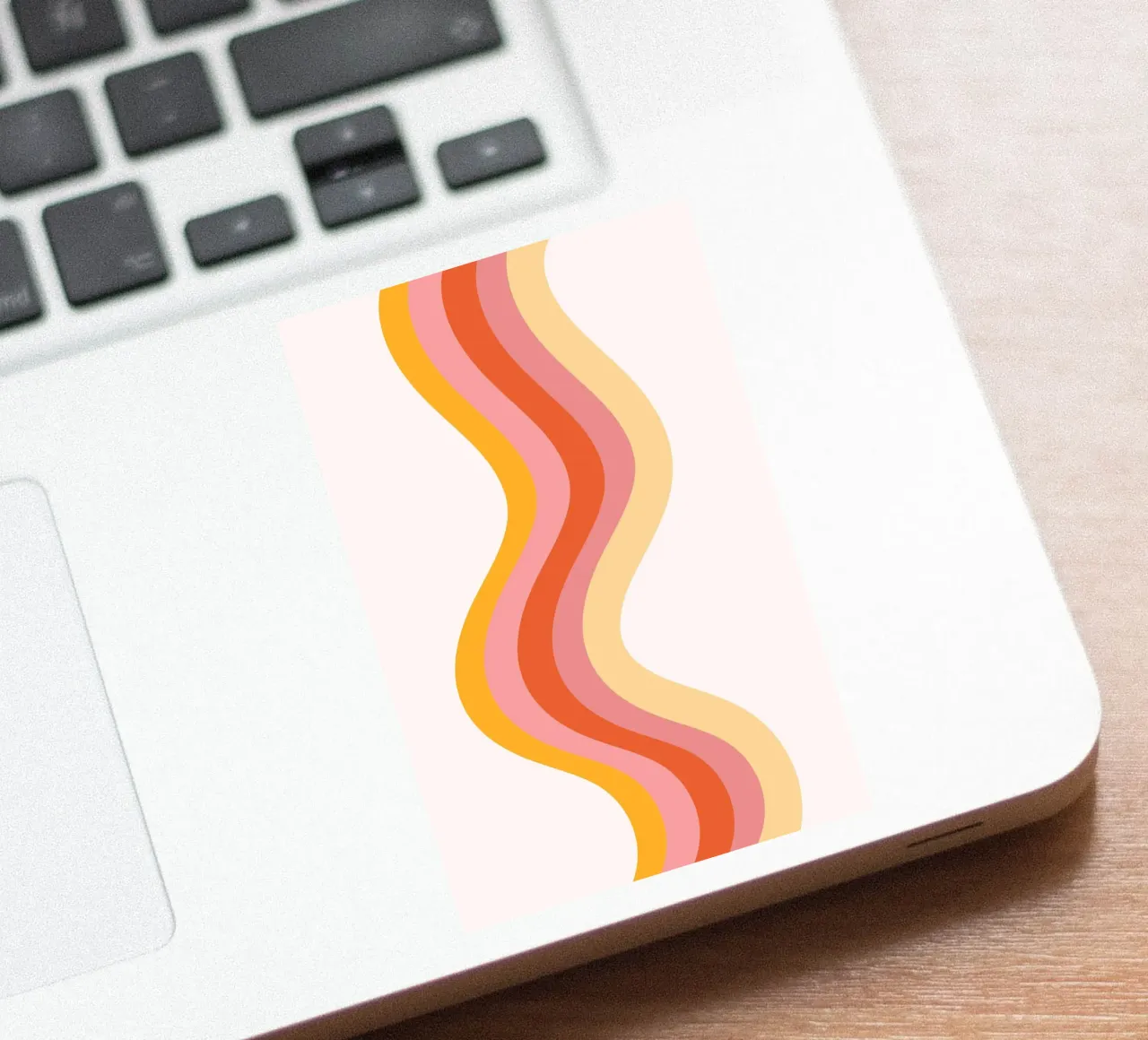 Retro Wavy Lines Abstract Mid-Century Print Sticker von homdeco