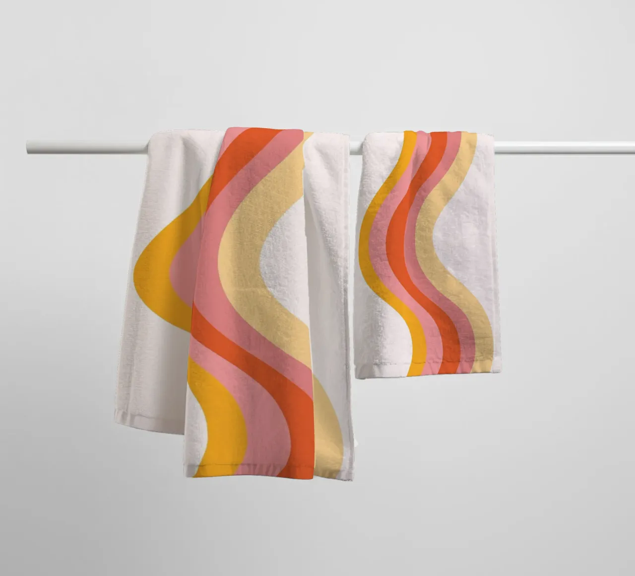 Stampa retrò a linee ondulate astratte di metà secolo asciugamano da bagno da homdeco