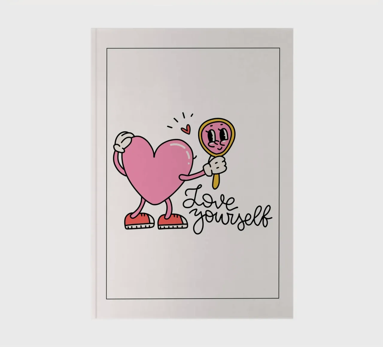 "Love Yourself" Heart Character Mirror Print notebook by homdeco