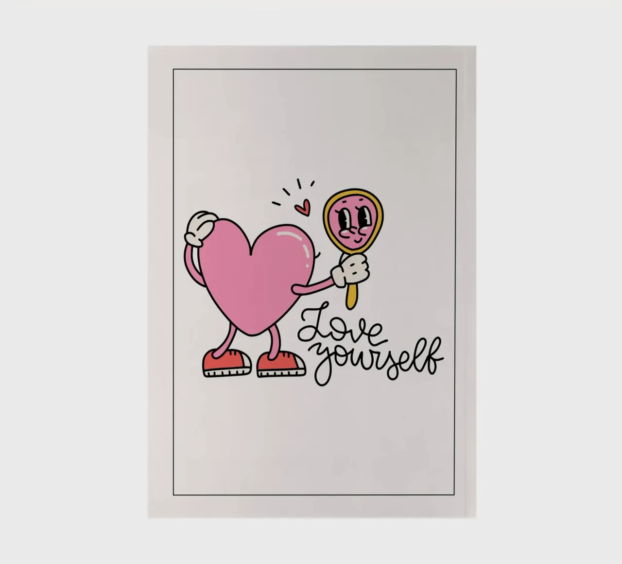 "Love Yourself" Heart Character Mirror Print notebook by homdeco