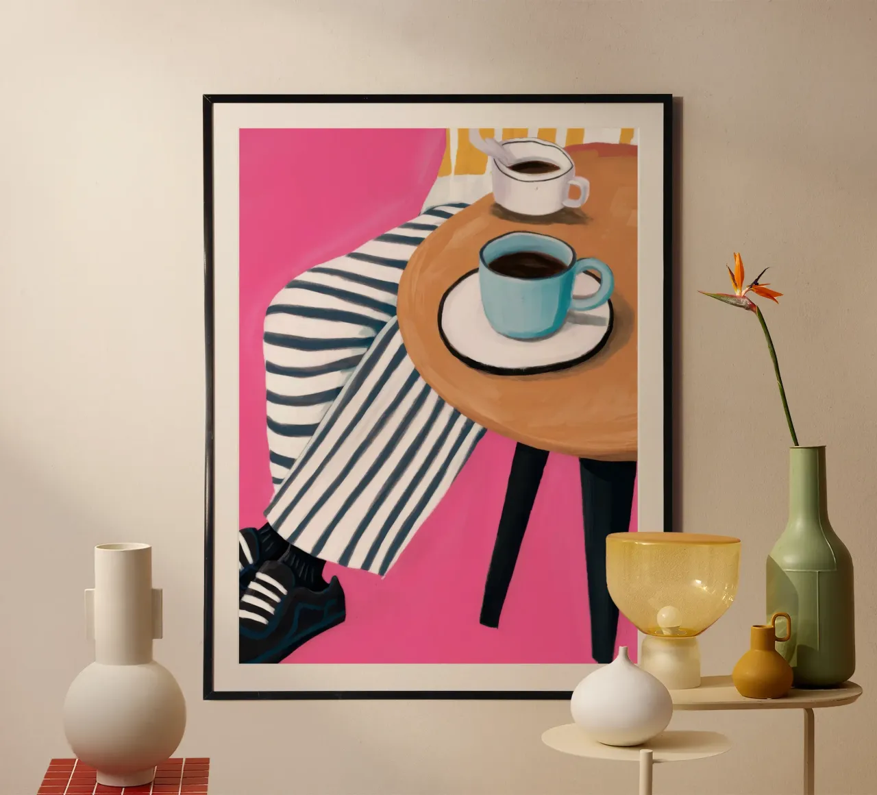 Striped Table Coffee poster de Thistle Bloom