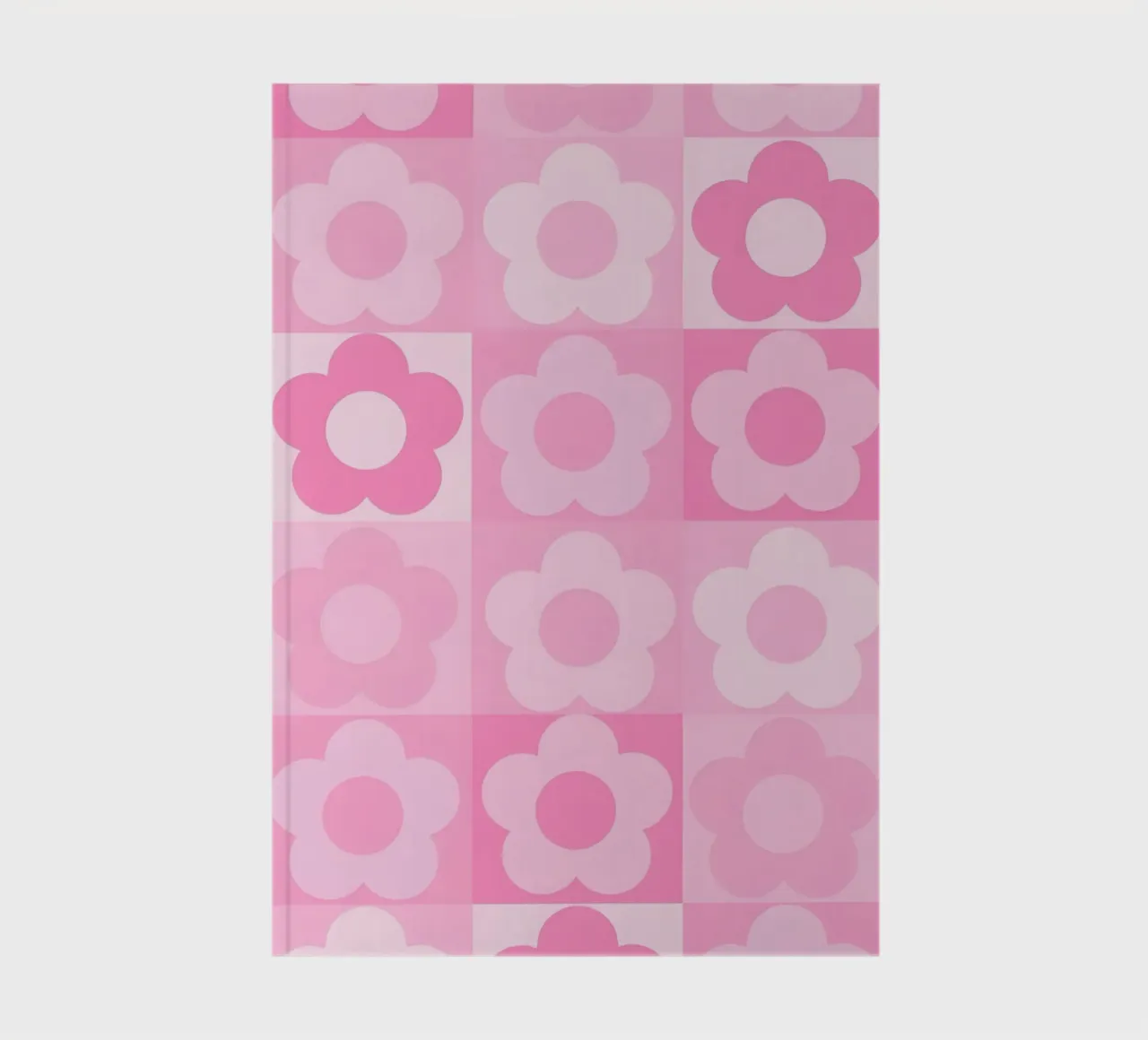 Groovy Pink Flower Power Checkerboard Print notebook by homdeco