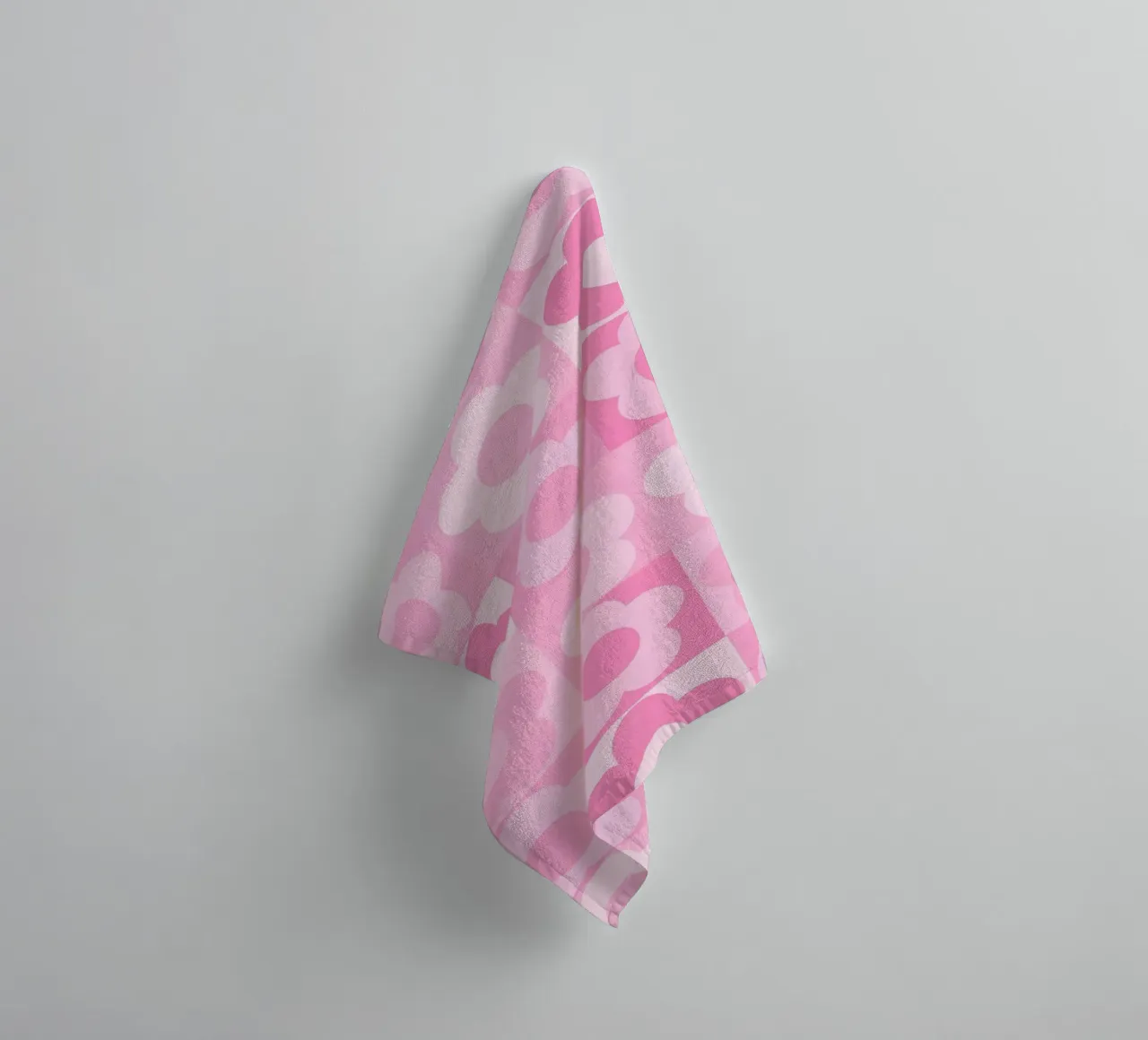 Groovy Pink Flower Power Checkerboard Print towel by homdeco
