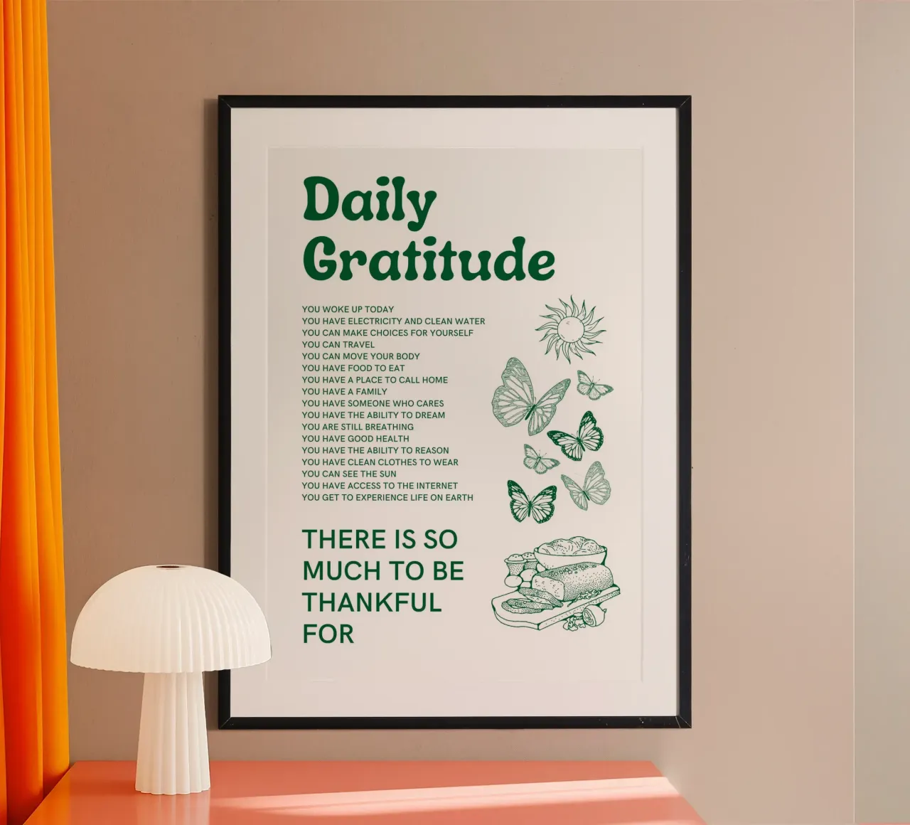 Stampa farfalla ispirata alla gratitudine quotidiana poster da homdeco