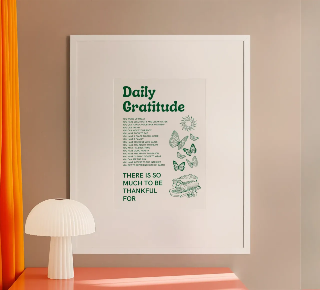 Stampa farfalla ispirata alla gratitudine quotidiana poster da homdeco
