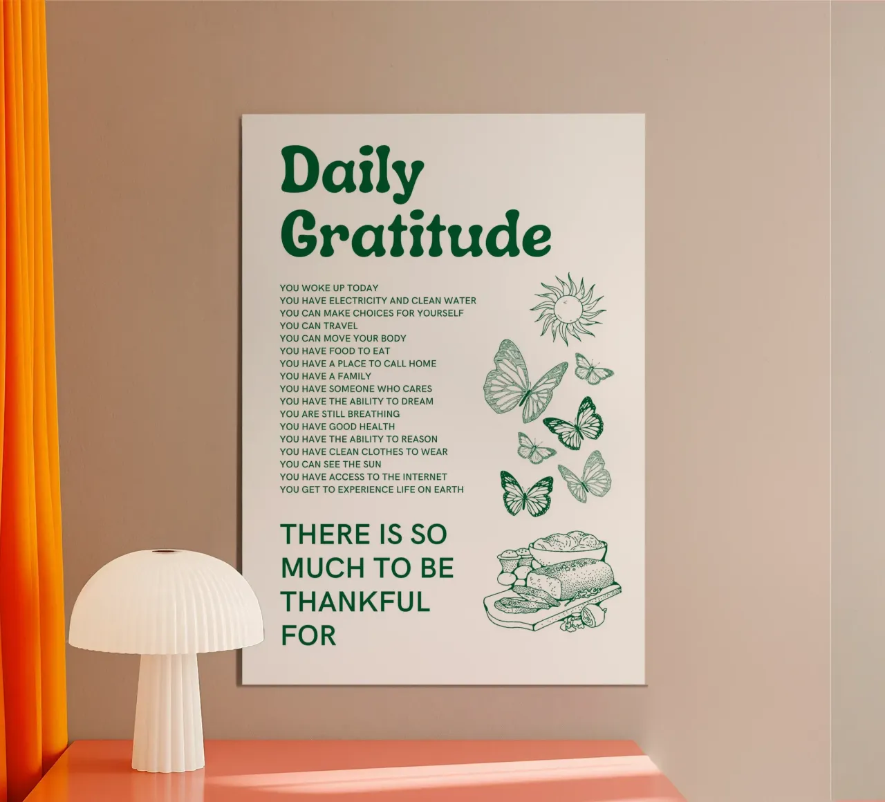 Stampa farfalla ispirata alla gratitudine quotidiana poster da homdeco