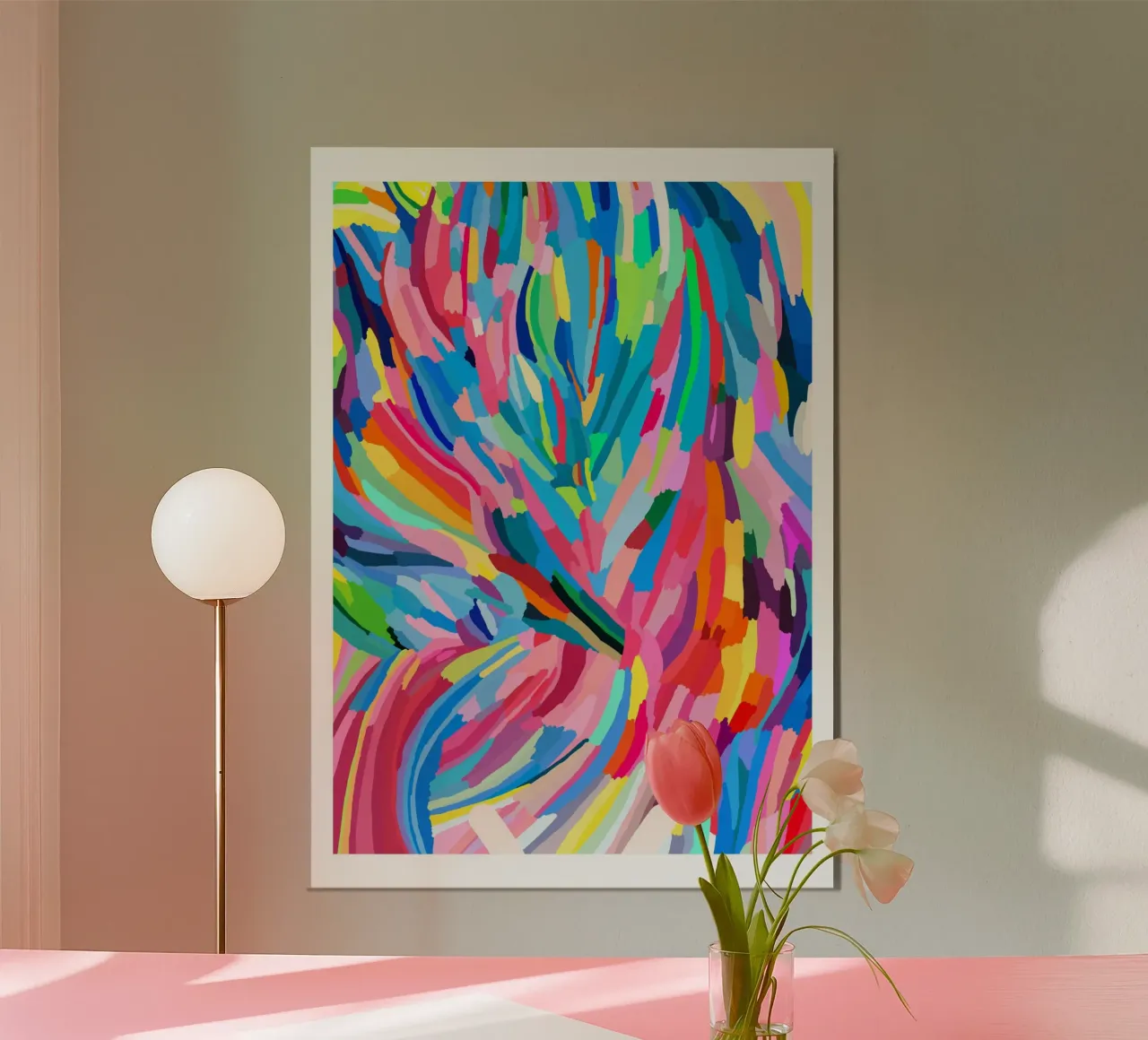 Lebendige abstrakte Pinselstriche Moderner Kunstdruck Poster von homdeco