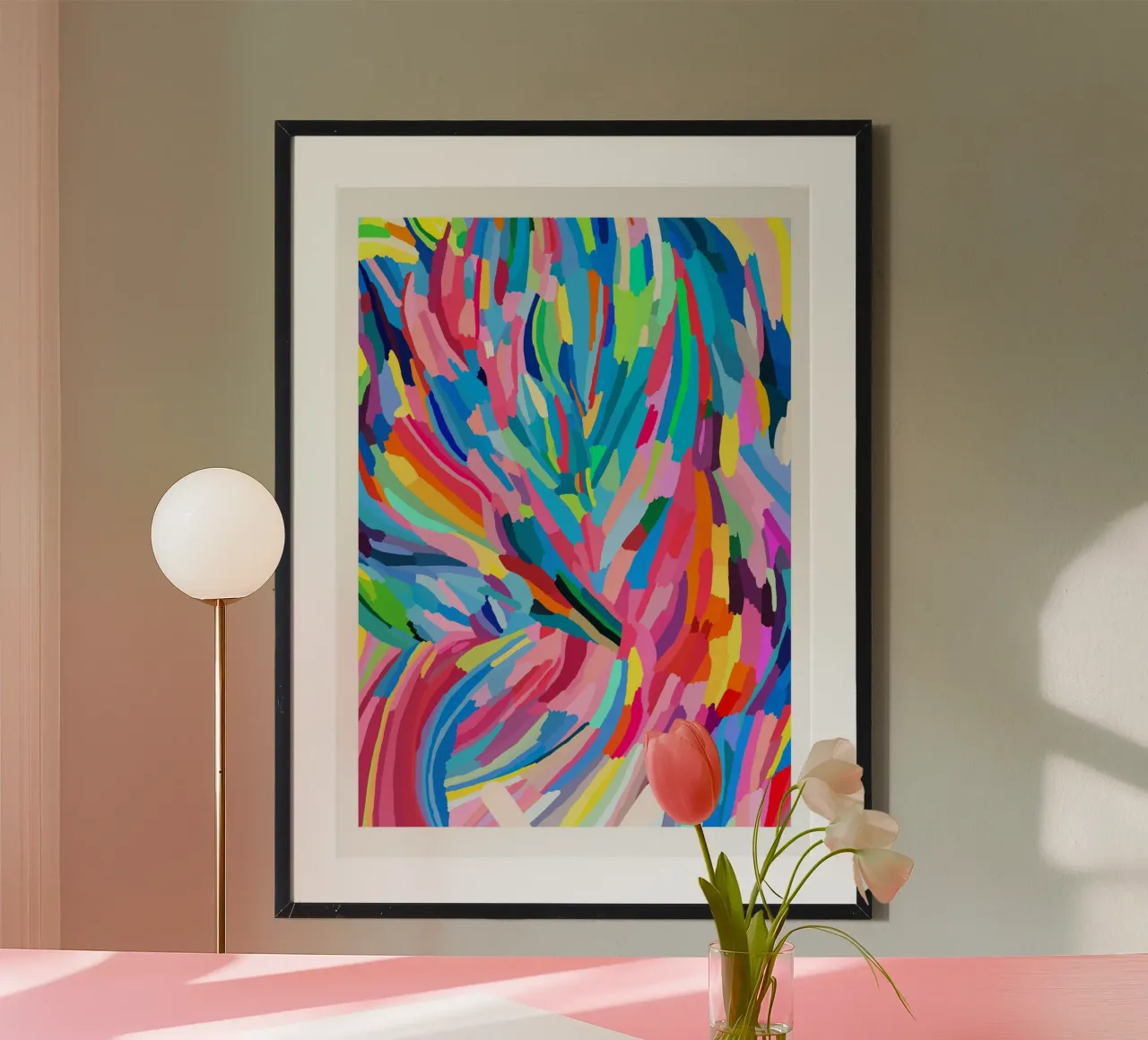 Lebendige abstrakte Pinselstriche Moderner Kunstdruck Poster von homdeco
