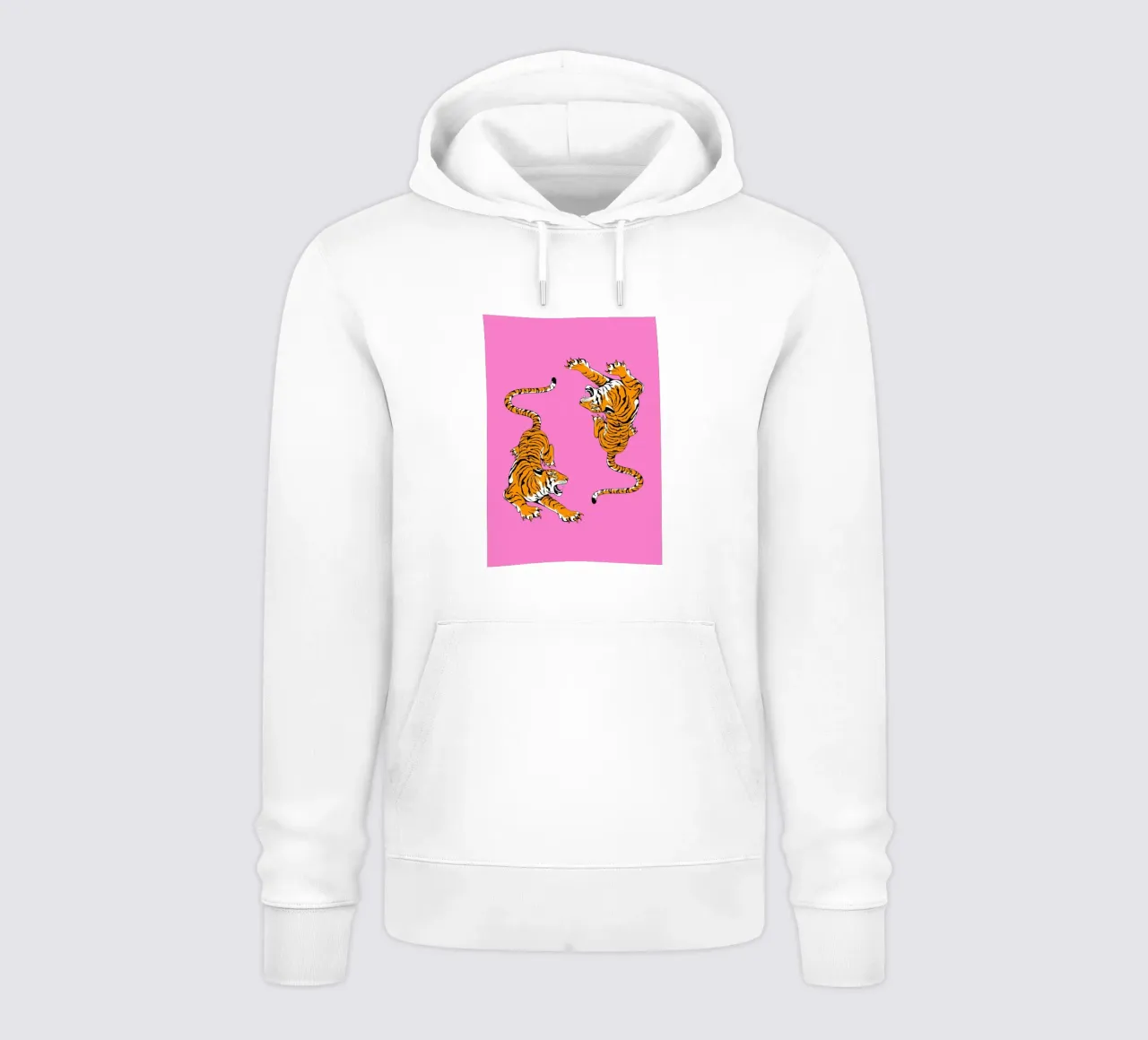 Dinamiche Tigri ruggenti Pop Art Sfondo rosa felpa con cappuccio da homdeco