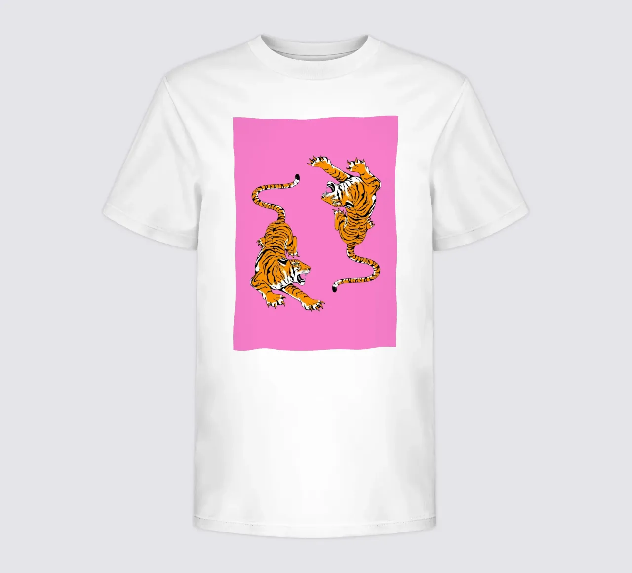 Dynamic Roaring Tigers Pop Art Pink Background kids t-shirt by homdeco