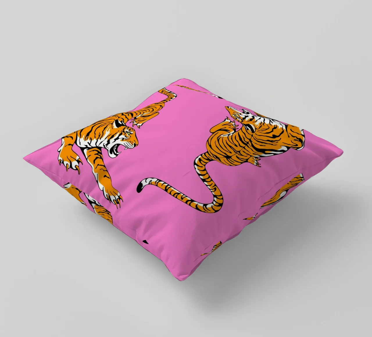 Dinamiche Tigri ruggenti Pop Art Sfondo rosa cuscino da homdeco