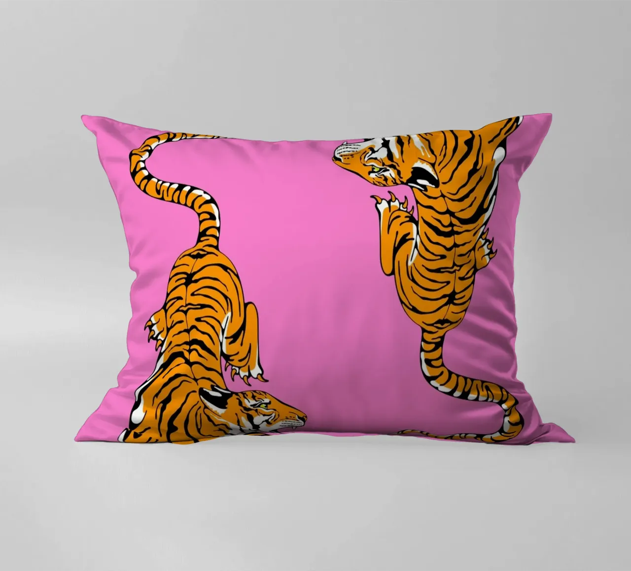 Dinamiche Tigri ruggenti Pop Art Sfondo rosa cuscino da homdeco