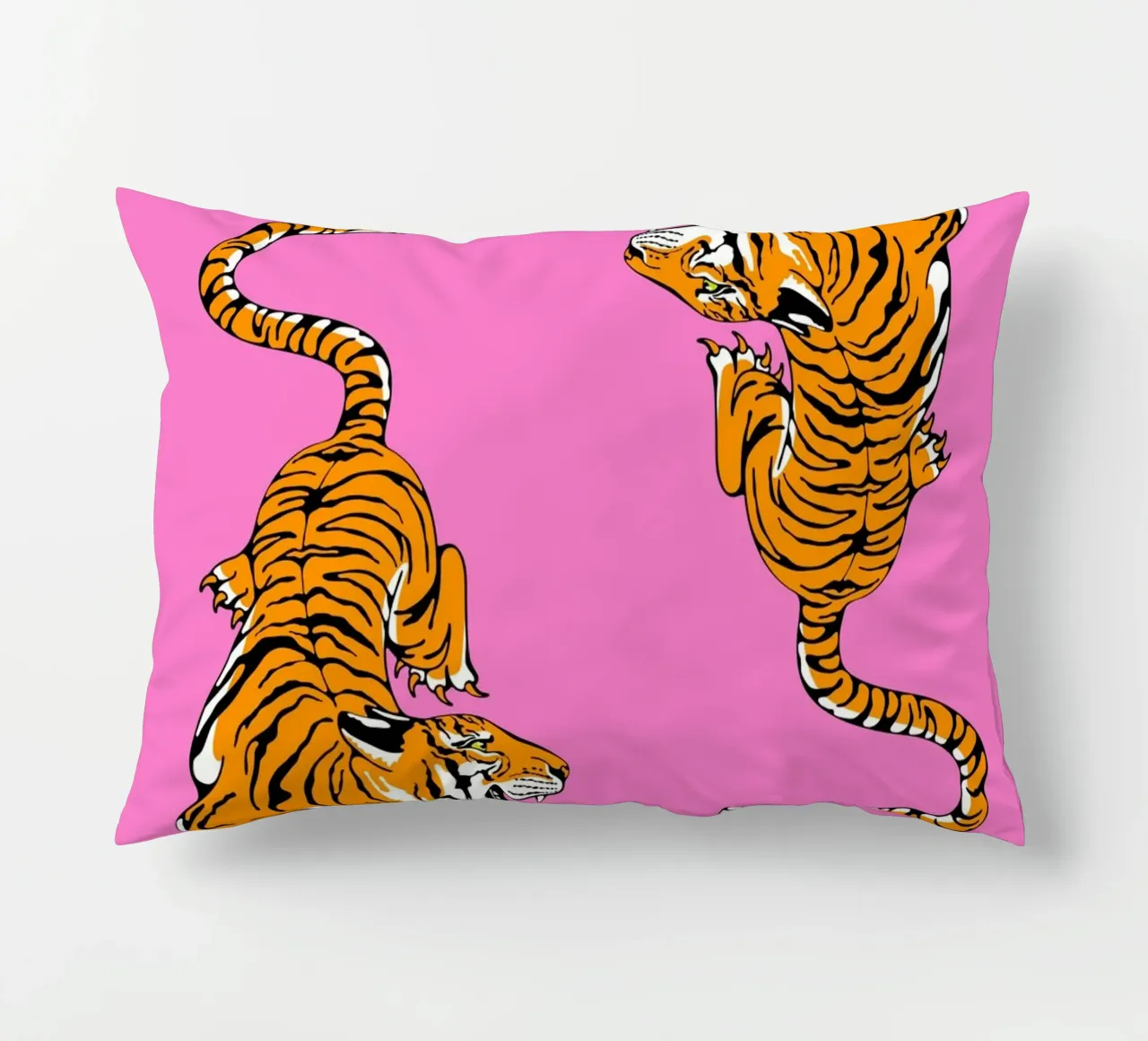 Dinamiche Tigri ruggenti Pop Art Sfondo rosa cuscino da homdeco