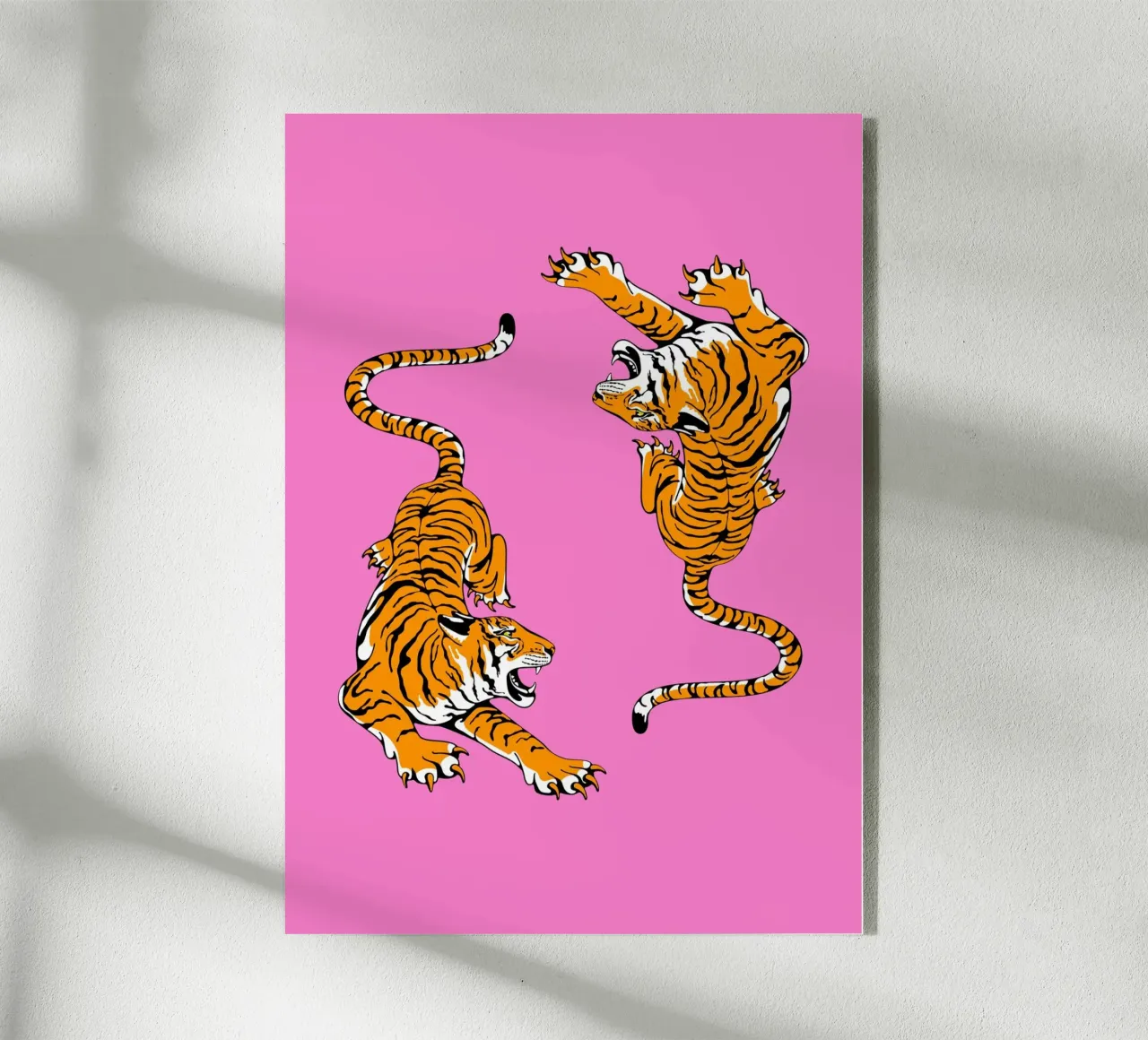 Dinamiche Tigri ruggenti Pop Art Sfondo rosa plexiglass da homdeco
