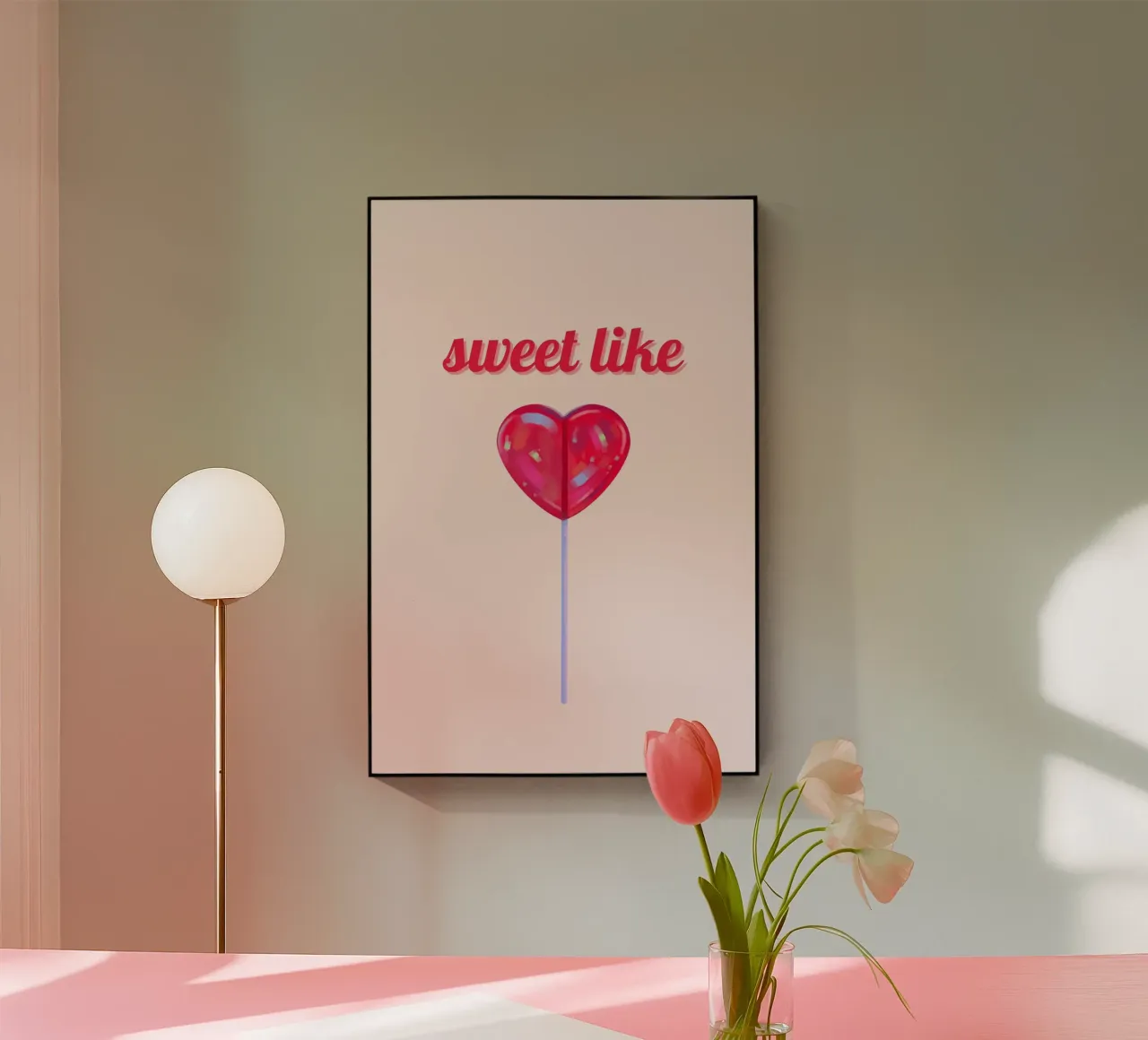 Dulce como un corazón Lollipop Pop Art Print metacrilato de homdeco