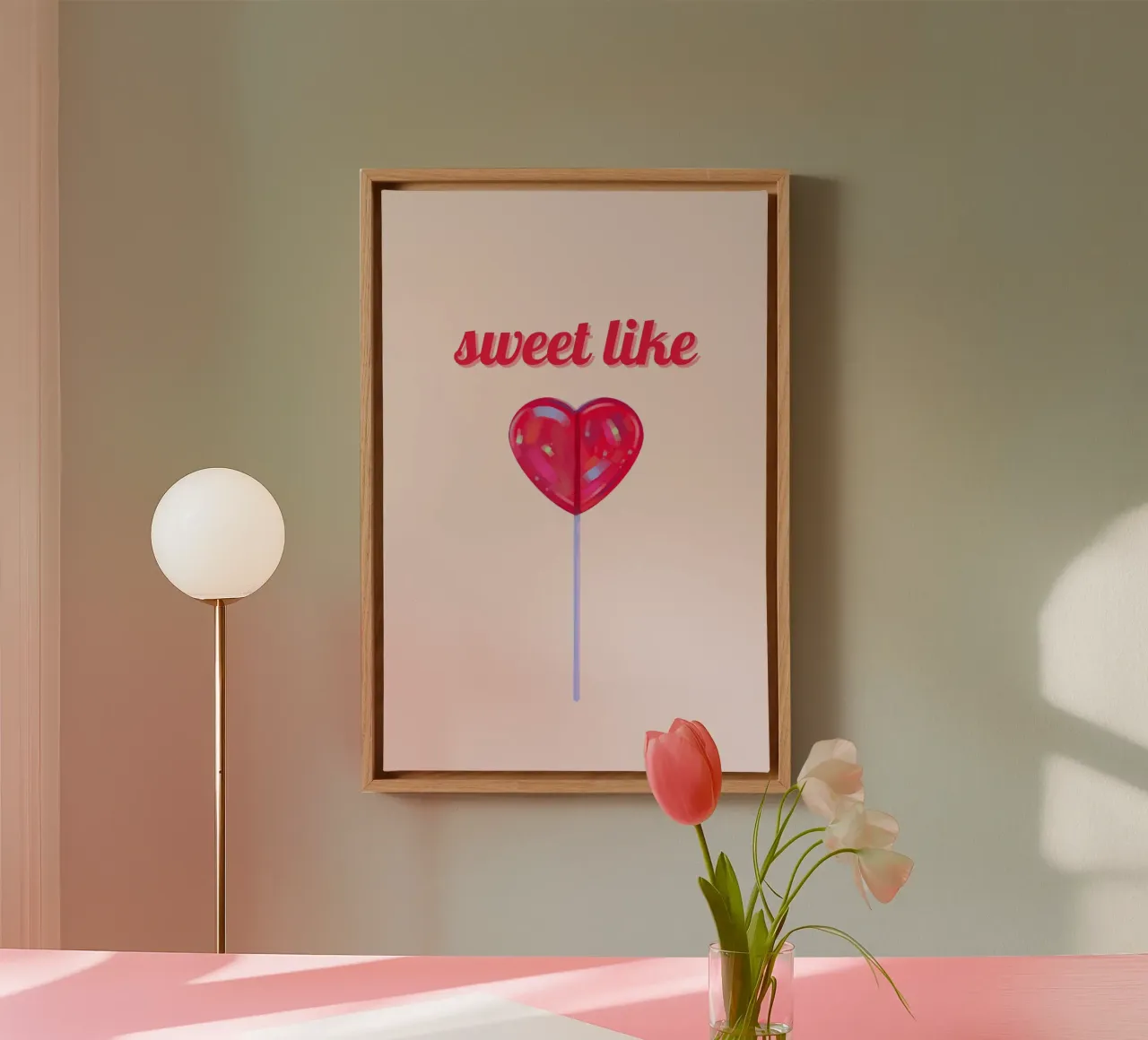 Dulce como un corazón Lollipop Pop Art Print lienzo con Marco flotante de homdeco