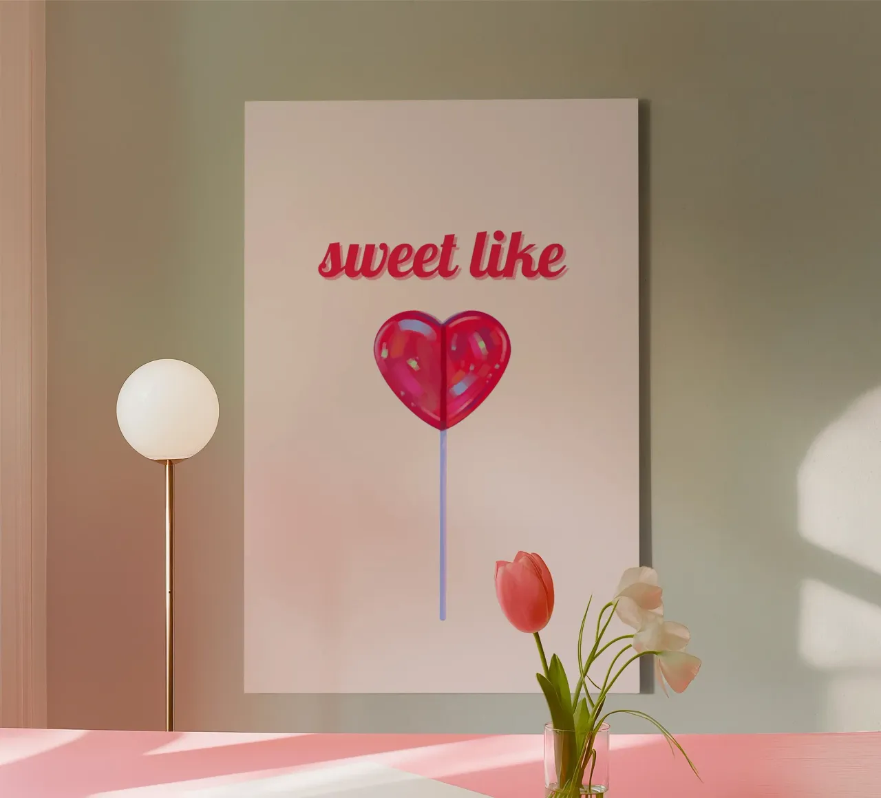 Dulce como un corazón Lollipop Pop Art Print lienzo con Marco flotante de homdeco