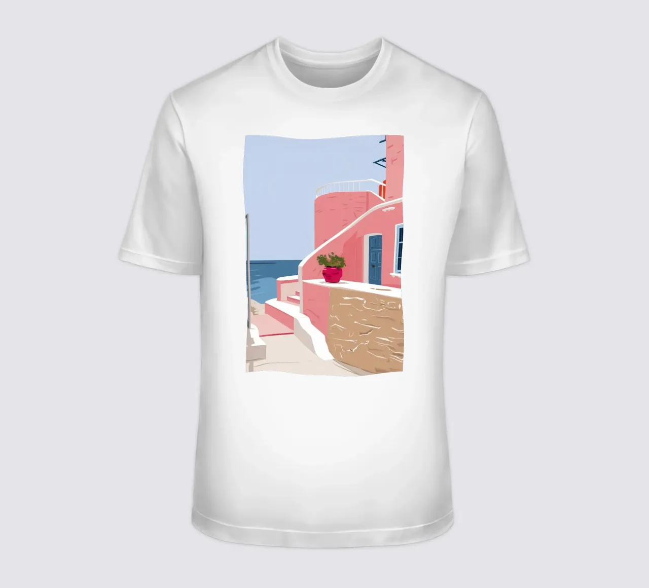 Aegean Stairway to Sea t-shirt by Thistle Bloom