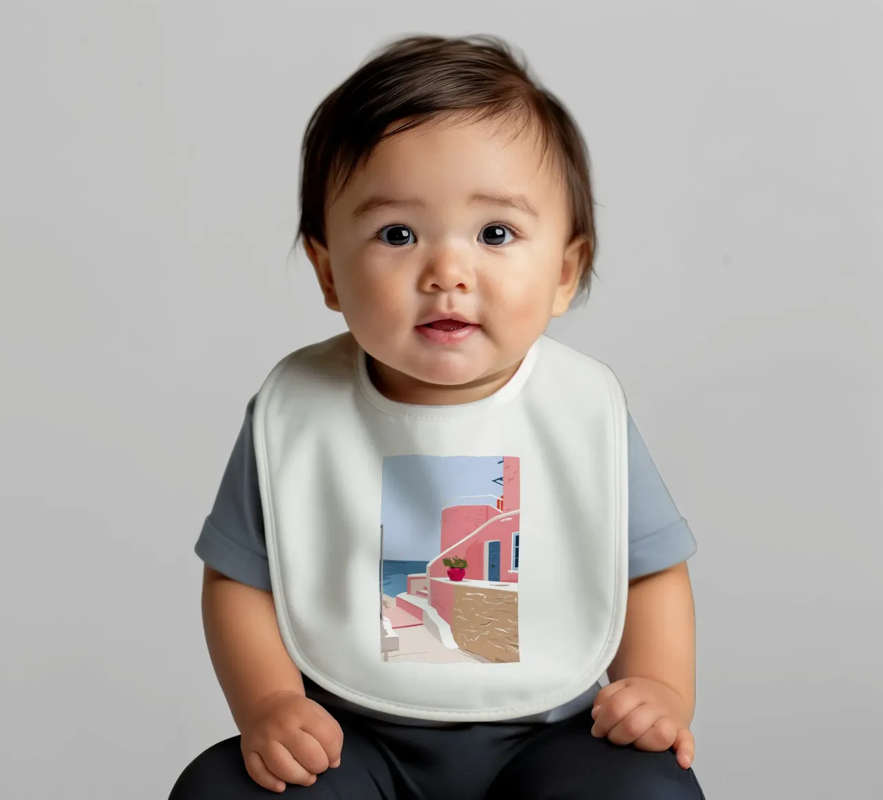 Aegean Stairway to Sea baby bib by Thistle Bloom