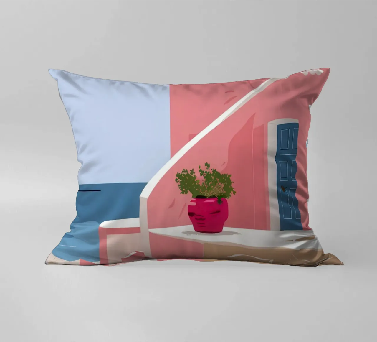 Aegean Stairway to Sea decorative cushion by Thistle Bloom