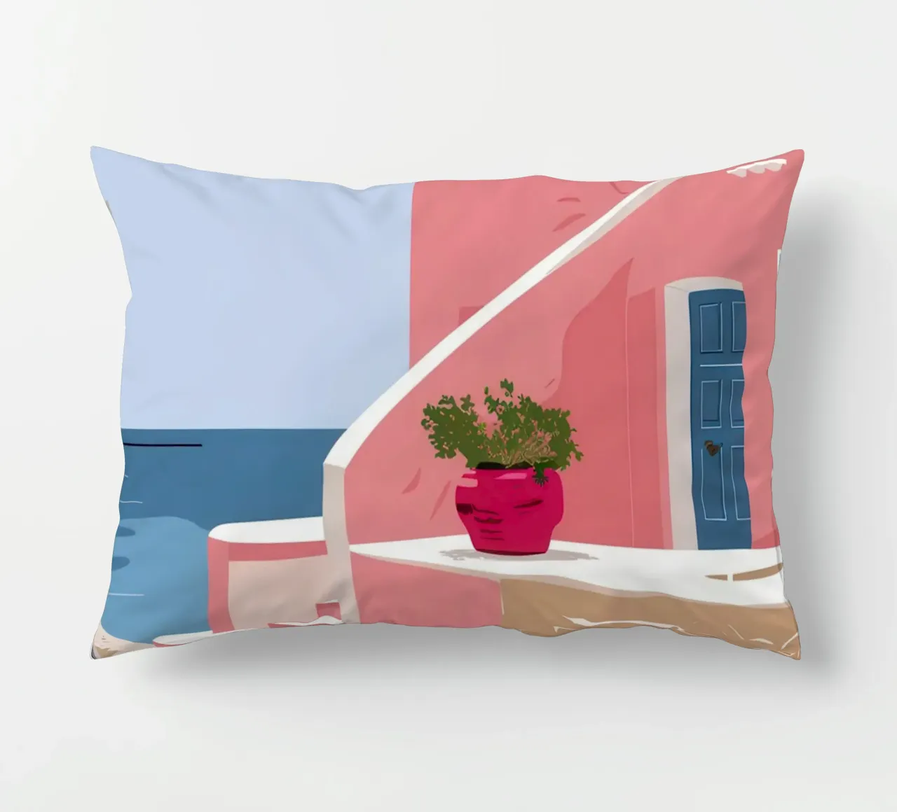 Aegean Stairway to Sea decorative cushion by Thistle Bloom