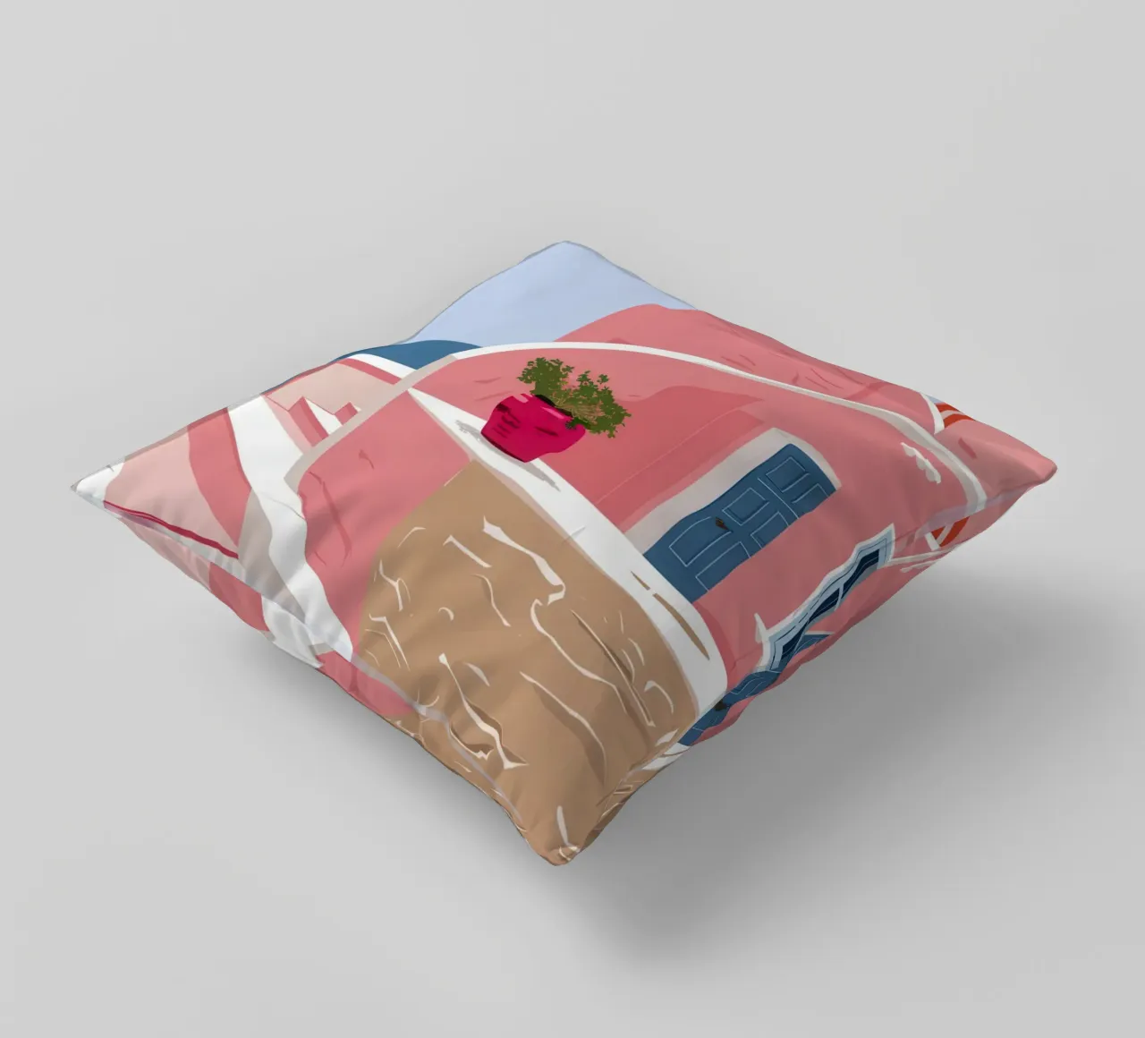 Aegean Stairway to Sea decorative cushion by Thistle Bloom