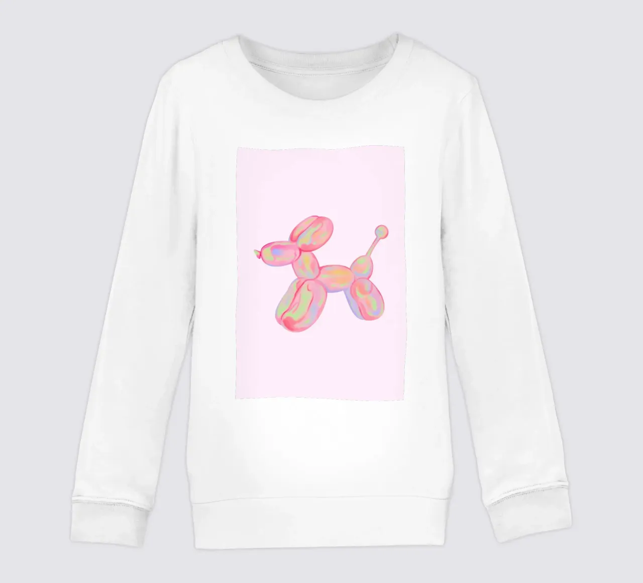 Stampa pop art del cane con palloncino rosa iridescente felpa bambino da homdeco