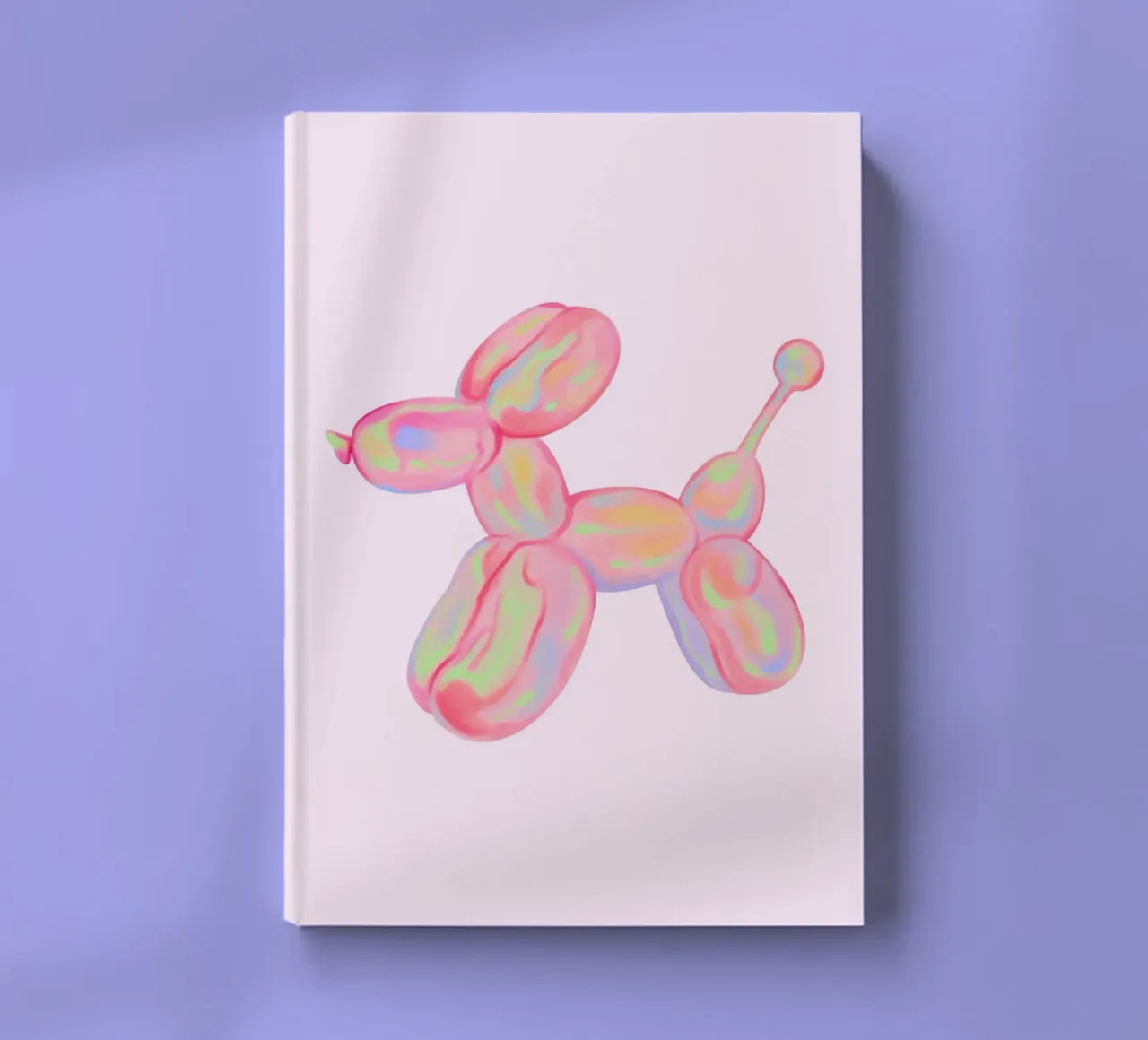 Stampa pop art del cane con palloncino rosa iridescente diario da homdeco
