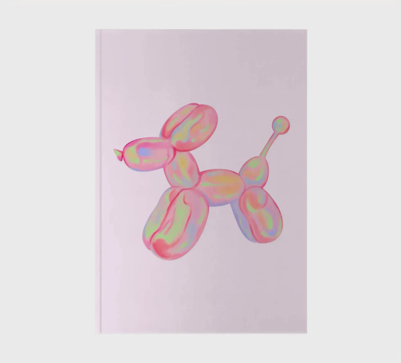 Stampa pop art del cane con palloncino rosa iridescente diario da homdeco