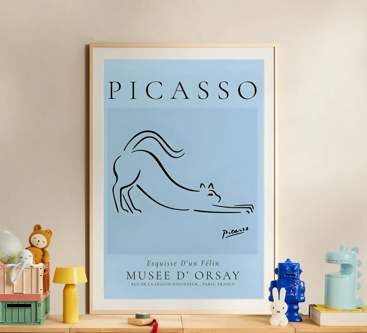 Picasso Feline Sketch Musée d'Orsay Poster Poster mit Kunststoffrahmen von homdeco