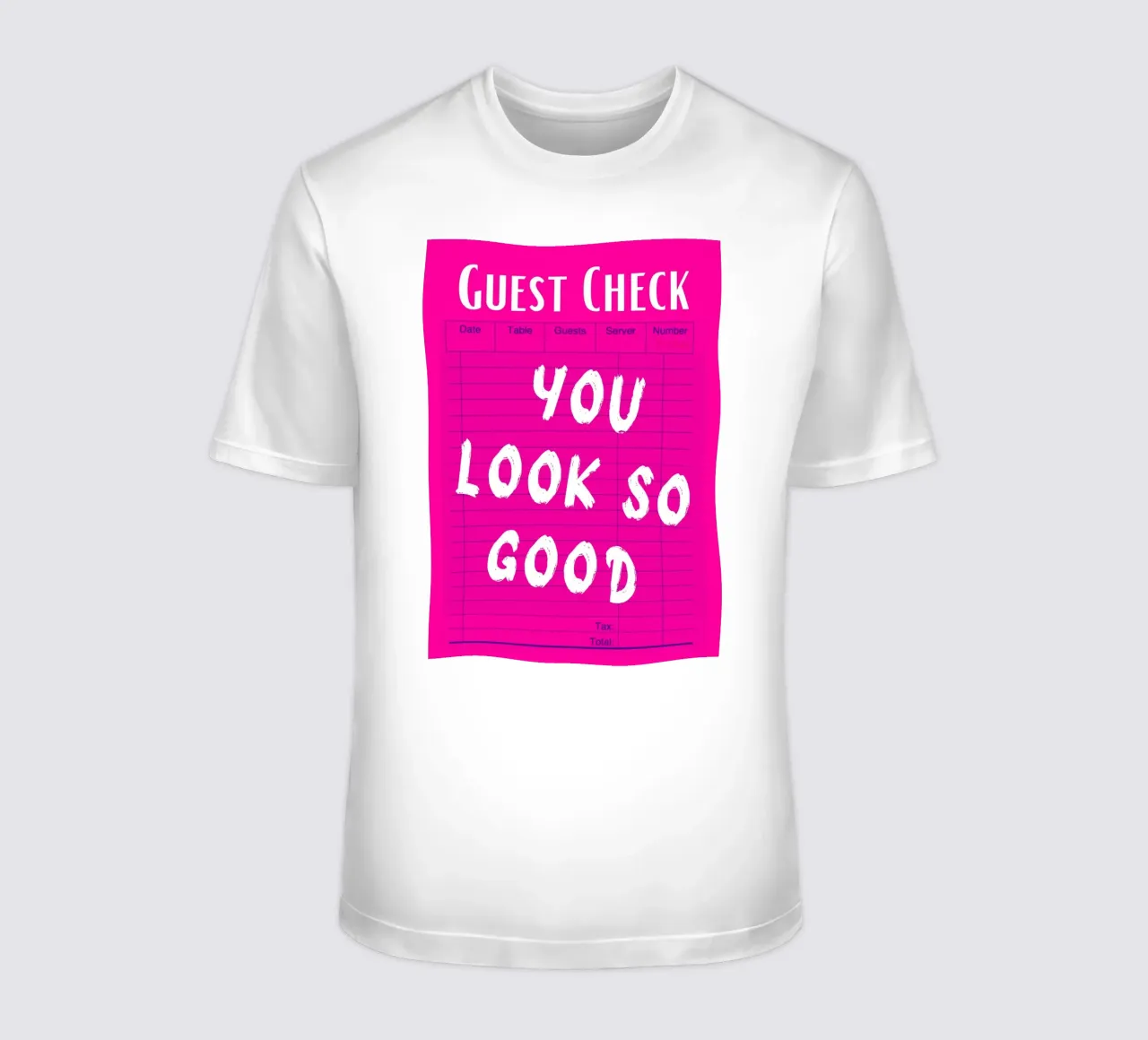 "You Look So Good" Gast Check Roze Print t-shirt van homdeco
